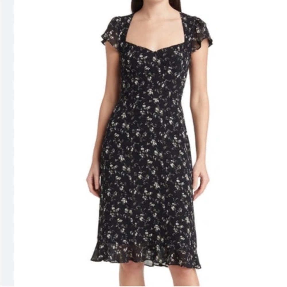 Reformation Rose Floral Open Back Midi Dress